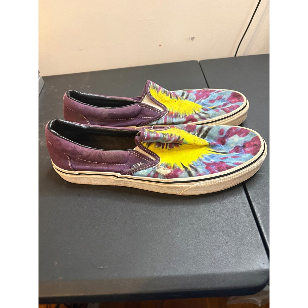 Vans Classic Slip-On Tie Dye Sunburst Purple Yellow Mens 10.5 Womens 12 Sneaker